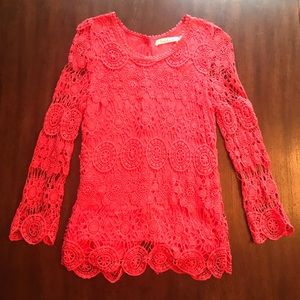 💖Solitaire Coral Crochet Top Button Down Back